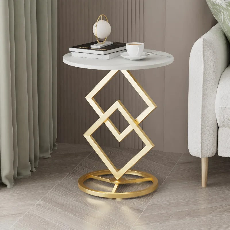 Round Coffee Table Modern Coffee Table Sofa Table Tea Table for Living Room, Office Desk, Balcony with Metal Legs Side Table