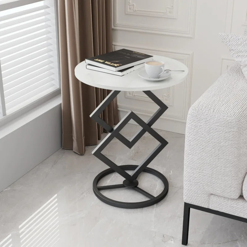 Round Coffee Table Modern Coffee Table Sofa Table Tea Table for Living Room, Office Desk, Balcony with Metal Legs Side Table