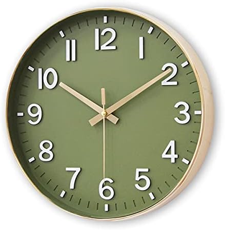 HZDHCLH Wall Clocks Battery Operated,12 inch Silent Non Ticking Modern Wall Clock for Living Room Bedroom Kitchen Office Classroom Decor (Olive Green and Gold)