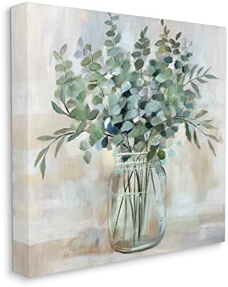 Stupell Industries Soothing Eucalyptus Flower Herb Arrangement Rustic Jar Canvas Wall Art, Design by Nan