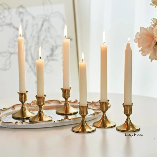 6pc Gold Candle Holder Set Candlestick Holders Vintage Home Decorations Room Decor Table Decoration and Accessories Home Decor