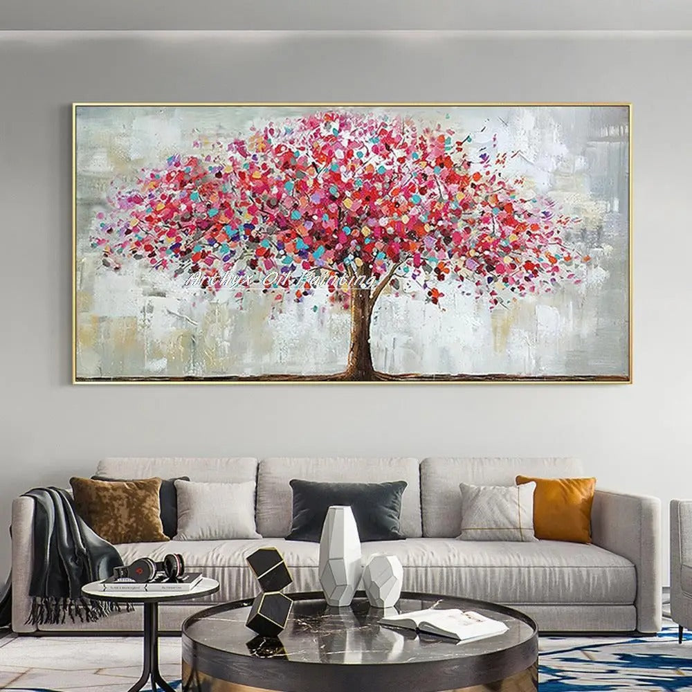 Arthyx Handpainted Large Tree Landscape Oil Painting On Canvas, Modern Abstract Wall Art,Picture For Living Room,Home Decoration