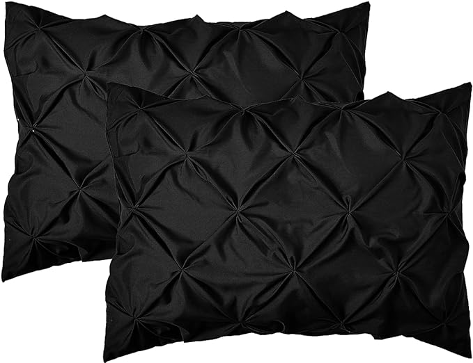 Elegant Comfort 2-Pack Sham Set Pinch Pleat Design, Egyptian Quality 1500 Thread Count, Stylish Design-Easy Care, Wrinkle and Stain Resistant, 2-Piece Sham Set, Pleated King, Black