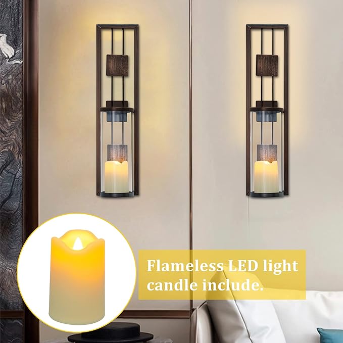 Wall Sconce Candle Holder Metal Wall Decorations for Living Room, Bathroom, Dining Room, Set of 2