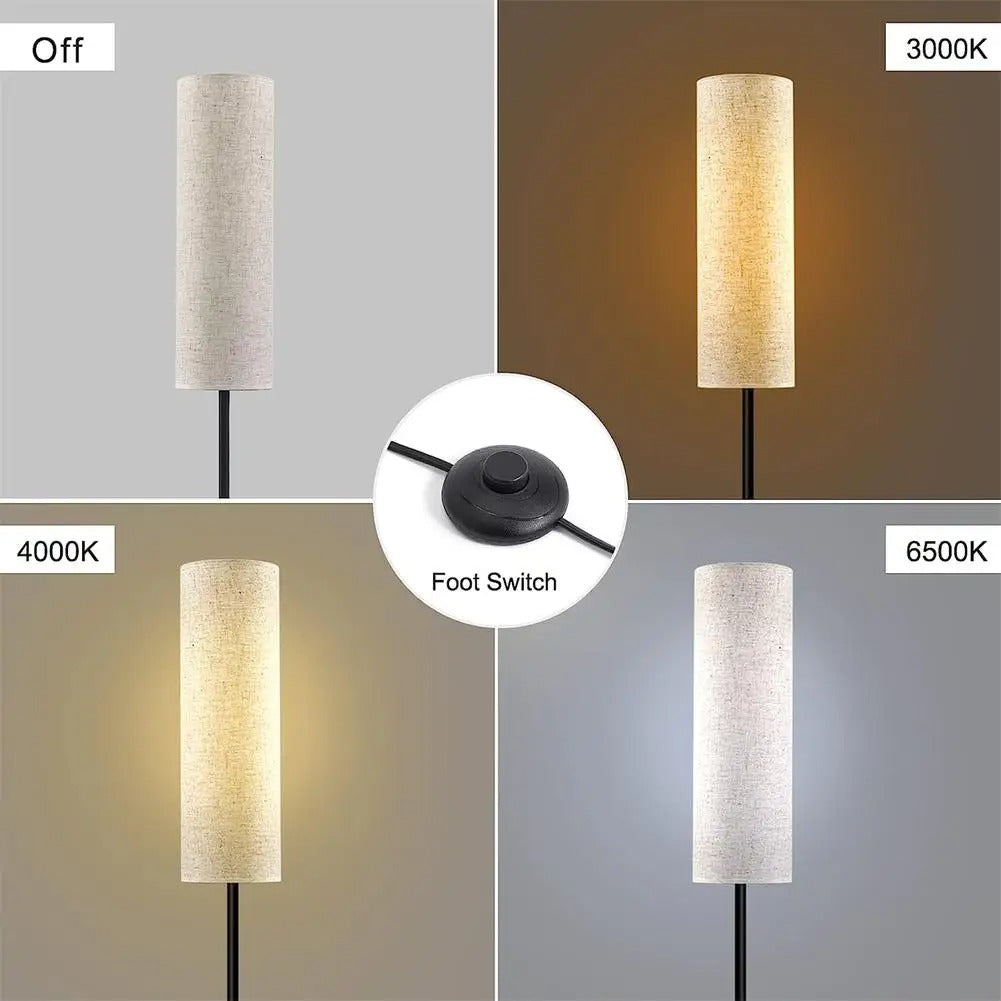 LED Floor Lamp With E27 Light Bulb Linen Lampshade For Decoration Bedroom Living Room Office Indoor Lighting Standing Light