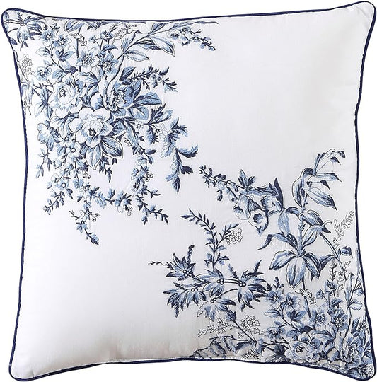 Laura Ashley Throw Pillow Decorative Pillow for Couch or Bed, Cottage Home Décor, 20 x 20, Bedford Blue