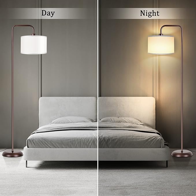 PARTPHONER LED Floor Lamp for Living Room, 3 Color Temperature, with Foot Switch, 9W Bulb Included, Oil Rubbed Bronze