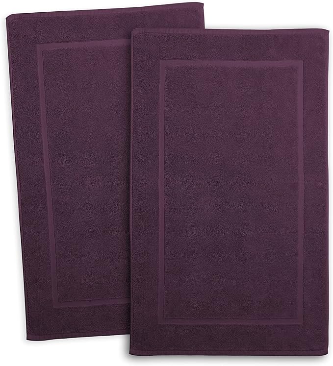 Hearth & Harbor Bath Mat Towels - 100% Ring Spun Cotton Luxury Bath Mat Floor Towels - Ultra Soft & Highly Absorbent Bath Towels Set of 4 - Purple