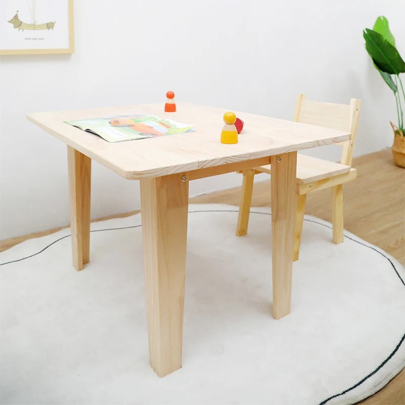 Solid Wood Children's Furniture Kids Table and Chair Set Kindergarten Dining and Toys Game Table Study Desk