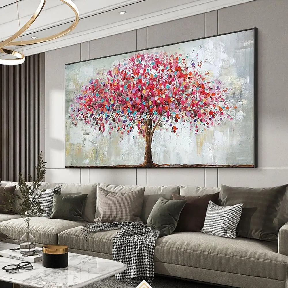 Arthyx Handpainted Large Tree Landscape Oil Painting On Canvas, Modern Abstract Wall Art,Picture For Living Room,Home Decoration