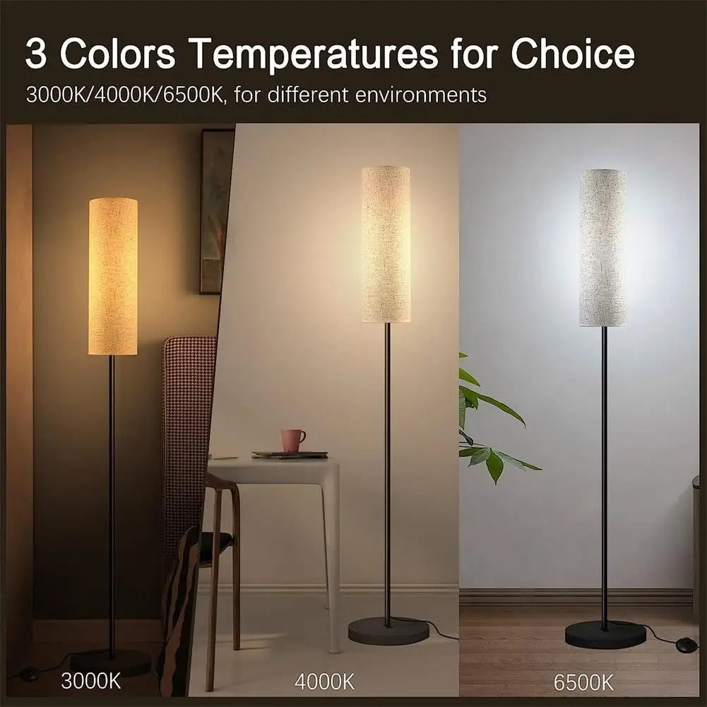 LED Floor Lamp With E27 Light Bulb Linen Lampshade For Decoration Bedroom Living Room Office Indoor Lighting Standing Light