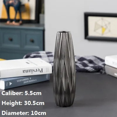 Creativity Black Vase Handmade Handicrafts Fashion Ceramic Tabletop Flower Vase Study Hallway Home Wedding Decoration