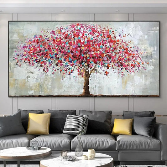 Arthyx Handpainted Large Tree Landscape Oil Painting On Canvas, Modern Abstract Wall Art,Picture For Living Room,Home Decoration