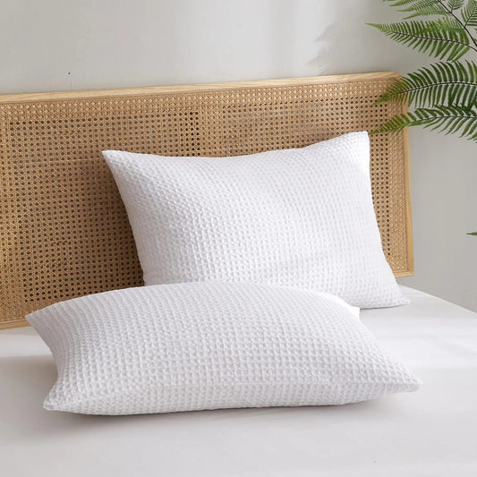 Ultra Soft Waffle Weave Pillowcases, Breathable, Skin-Friendly Pillow Shams, Decorative, No Insert, 2 Pack