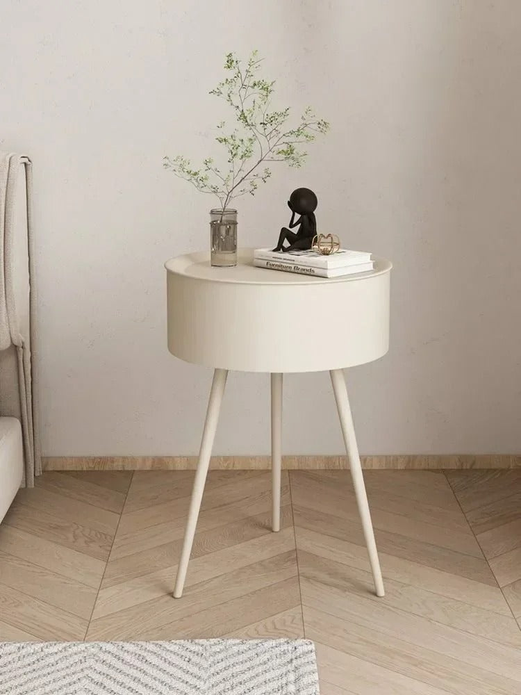 Cream Style Nightstand Modern Simple Side A Few Small Coffee Table Bedroom Round Mini Corner A Few New Creative Storage Cabinets