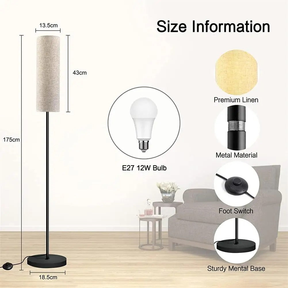 LED Floor Lamp With E27 Light Bulb Linen Lampshade For Decoration Bedroom Living Room Office Indoor Lighting Standing Light